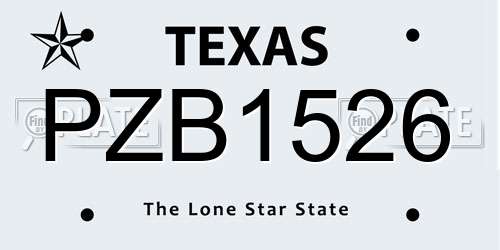 PZB1526 Texas License Plate
