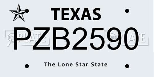 PZB2590 Texas License Plate