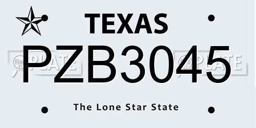 PZB3045 Texas License Plate