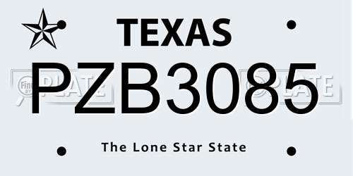 PZB3085 Texas License Plate