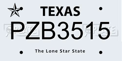 PZB3515 Texas License Plate