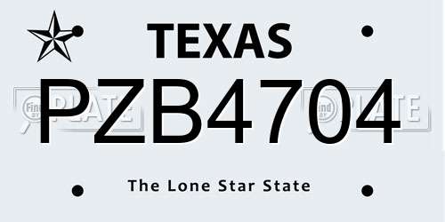 PZB4704 Texas License Plate