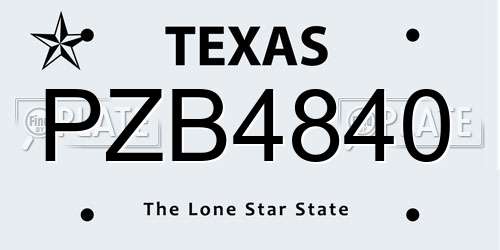 PZB4840 Texas License Plate