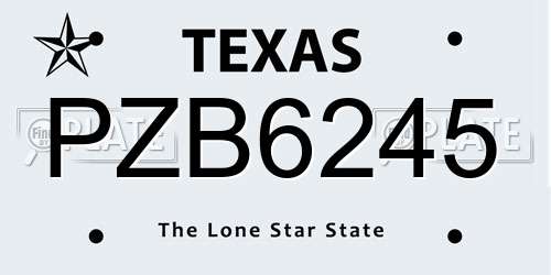 PZB6245 Texas License Plate