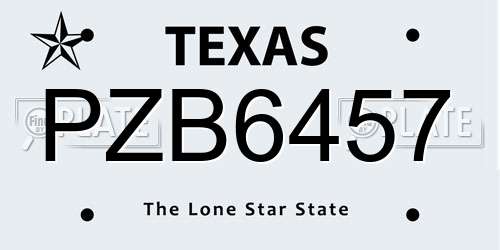 PZB6457 Texas License Plate