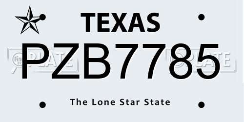 PZB7785 Texas License Plate
