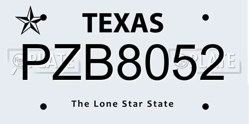 PZB8052 Texas License Plate