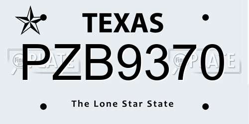 PZB9370 Texas License Plate