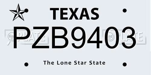 PZB9403 Texas License Plate