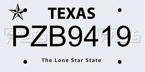 PZB9419 Texas License Plate