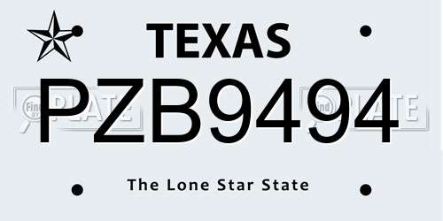 PZB9494 Texas License Plate