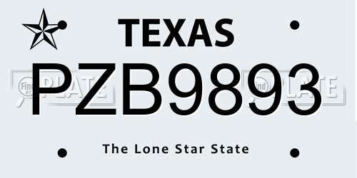 PZB9893 Texas License Plate
