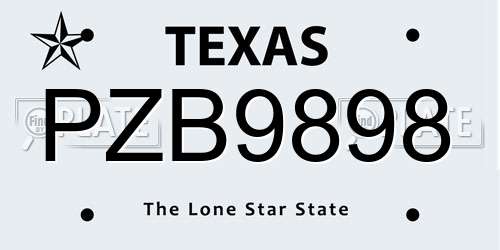PZB9898 Texas License Plate