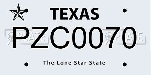 PZC0070 Texas License Plate