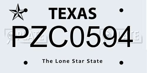 PZC0594 Texas License Plate