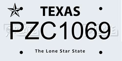 PZC1069 Texas License Plate