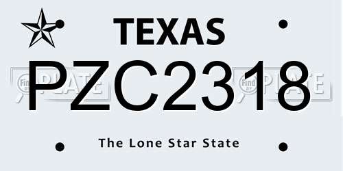 PZC2318 Texas License Plate