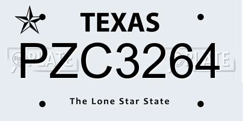 PZC3264 Texas License Plate
