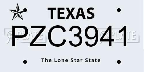 PZC3941 Texas License Plate