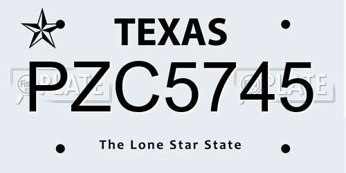 PZC5745 Texas License Plate