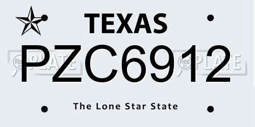 PZC6912 Texas License Plate
