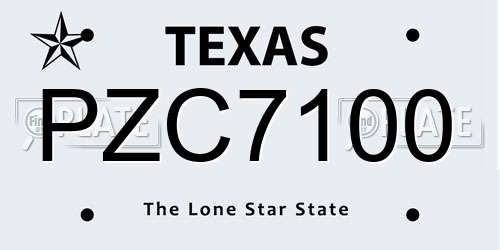 PZC7100 Texas License Plate