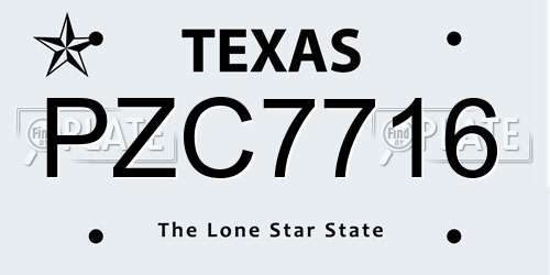 PZC7716 Texas License Plate