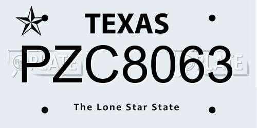 PZC8063 Texas License Plate