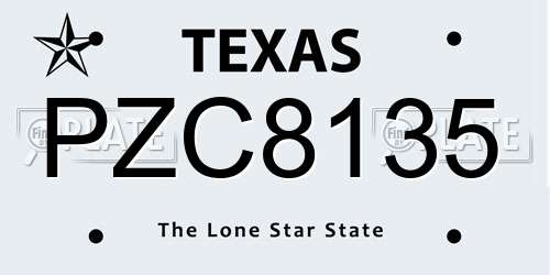PZC8135 Texas License Plate