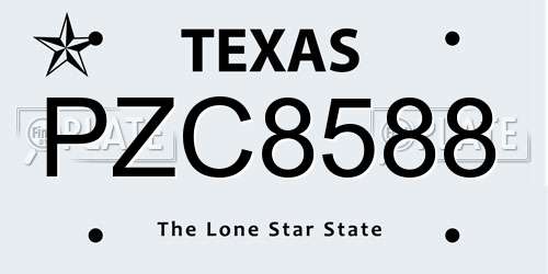 PZC8588 Texas License Plate