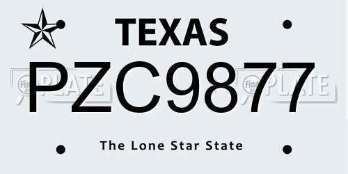 PZC9877 Texas License Plate