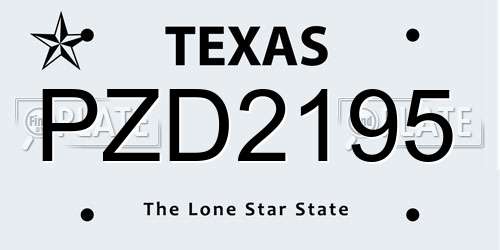 PZD2195 Texas License Plate