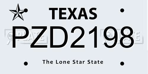 PZD2198 Texas License Plate