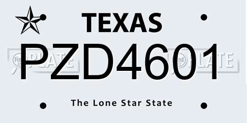 PZD4601 Texas License Plate