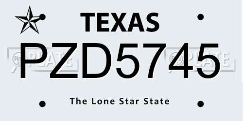 PZD5745 Texas License Plate