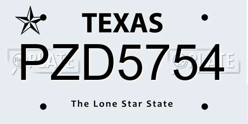 PZD5754 Texas License Plate