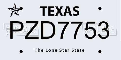 PZD7753 Texas License Plate