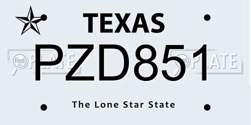 PZD851 Texas License Plate