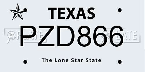 PZD866 Texas License Plate