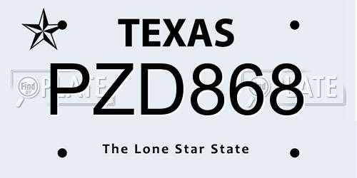 PZD868 Texas License Plate