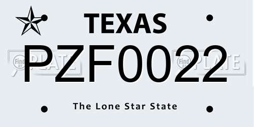PZF0022 Texas License Plate