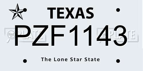 PZF1143 Texas License Plate
