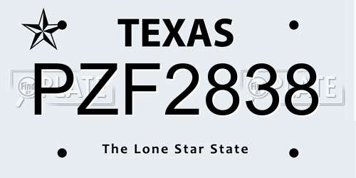 PZF2838 Texas License Plate