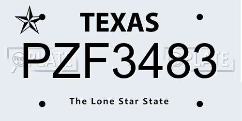 PZF3483 Texas License Plate
