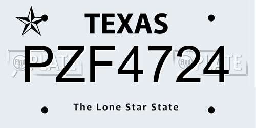 PZF4724 Texas License Plate