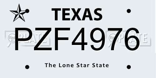 PZF4976 Texas License Plate