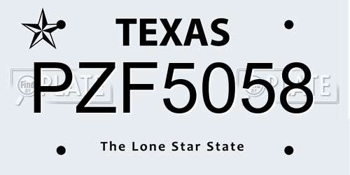 PZF5058 Texas License Plate