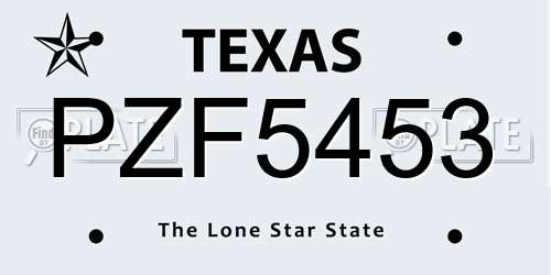 PZF5453 Texas License Plate