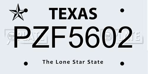 PZF5602 Texas License Plate
