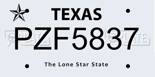 PZF5837 Texas License Plate